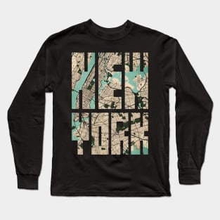 New York, United States City Map Typography - Vintage Long Sleeve T-Shirt